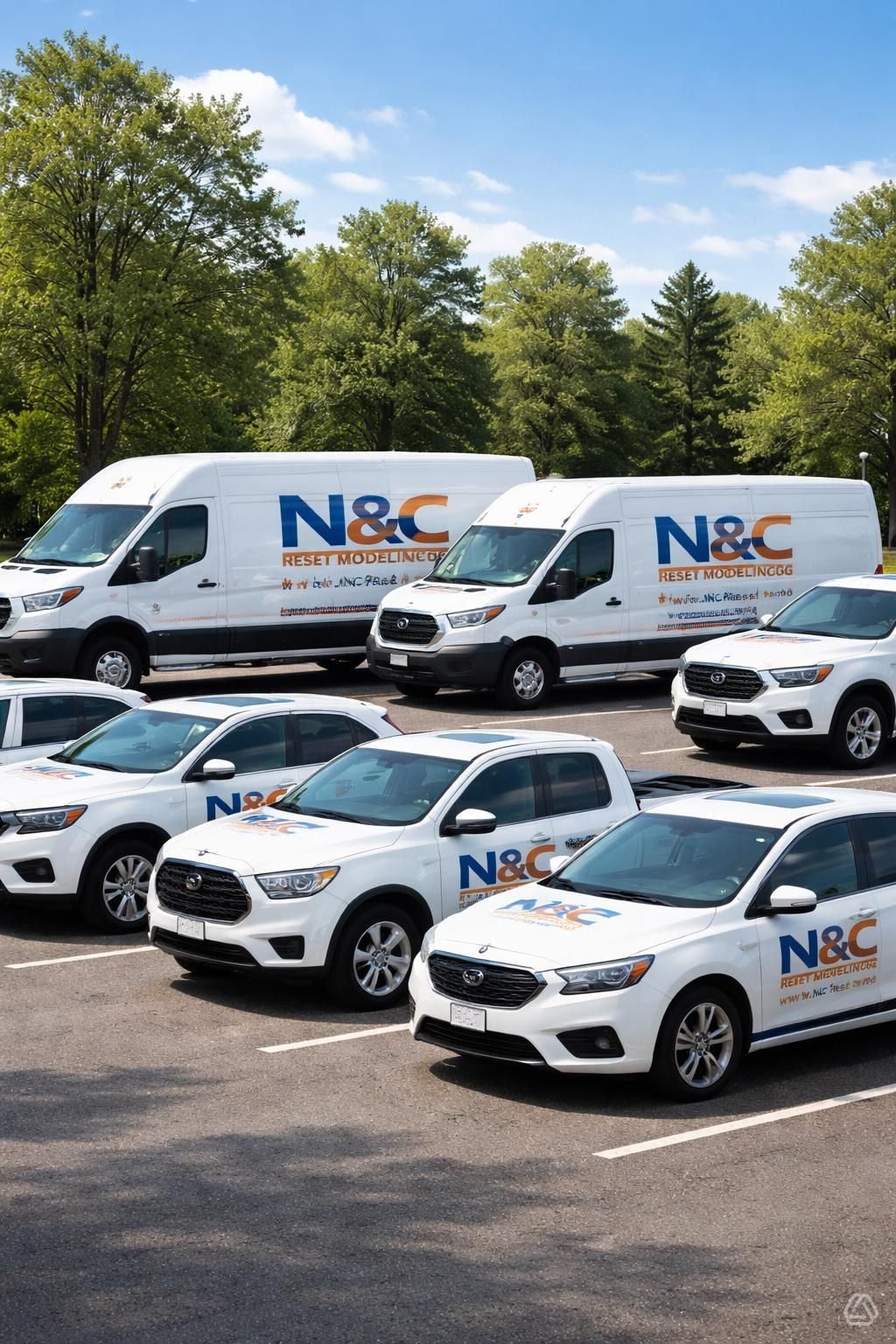 N&C Reset Remodeling Corp fleet vehicles ready to deploy for commercial projects
